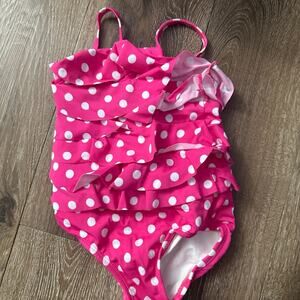 Gymboree Outlet Baby Girls 6-12M Pink Polka Dot Swimsuit